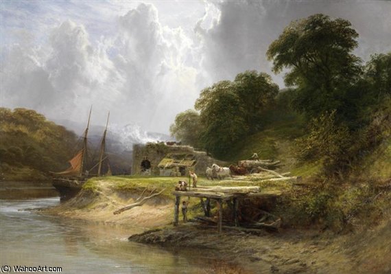 Wikioo.org - The Encyclopedia of Fine Arts - Painting, Artwork by George Cole Senior - Early Morning On The Tamar