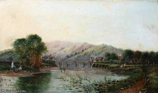 WikiOO.org - Enciklopedija likovnih umjetnosti - Slikarstvo, umjetnička djela George Cole Senior - Fisherman By Aqueduct, Wales