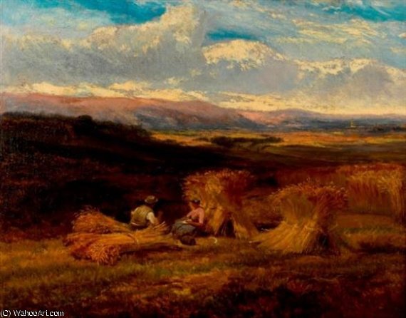 Wikioo.org - The Encyclopedia of Fine Arts - Painting, Artwork by George Cole Senior - Harvest Scene