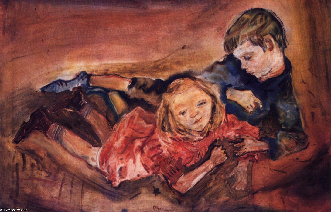 Wikioo.org - สารานุกรมวิจิตรศิลป์ - จิตรกรรม Oskar Kokoschka - Enfants jouant, Children playing , Huile sur Toile,