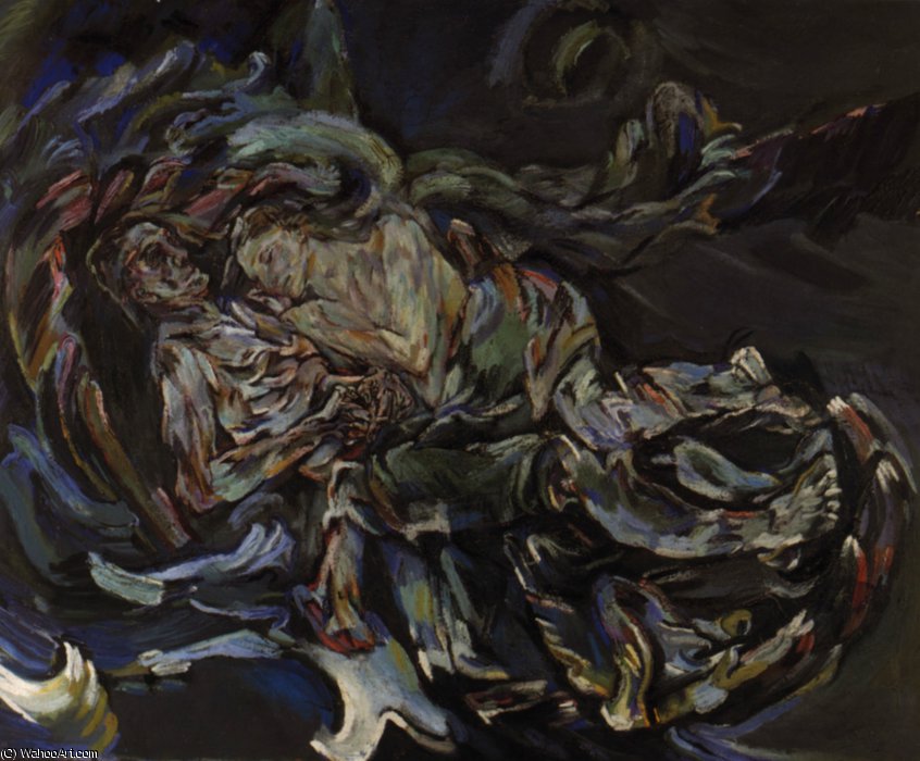 Wikioo.org - The Encyclopedia of Fine Arts - Painting, Artwork by Oskar Kokoschka - La Tempête ou la Fiancée du Vent, The Storm or Promised in marriage of the Wind ,