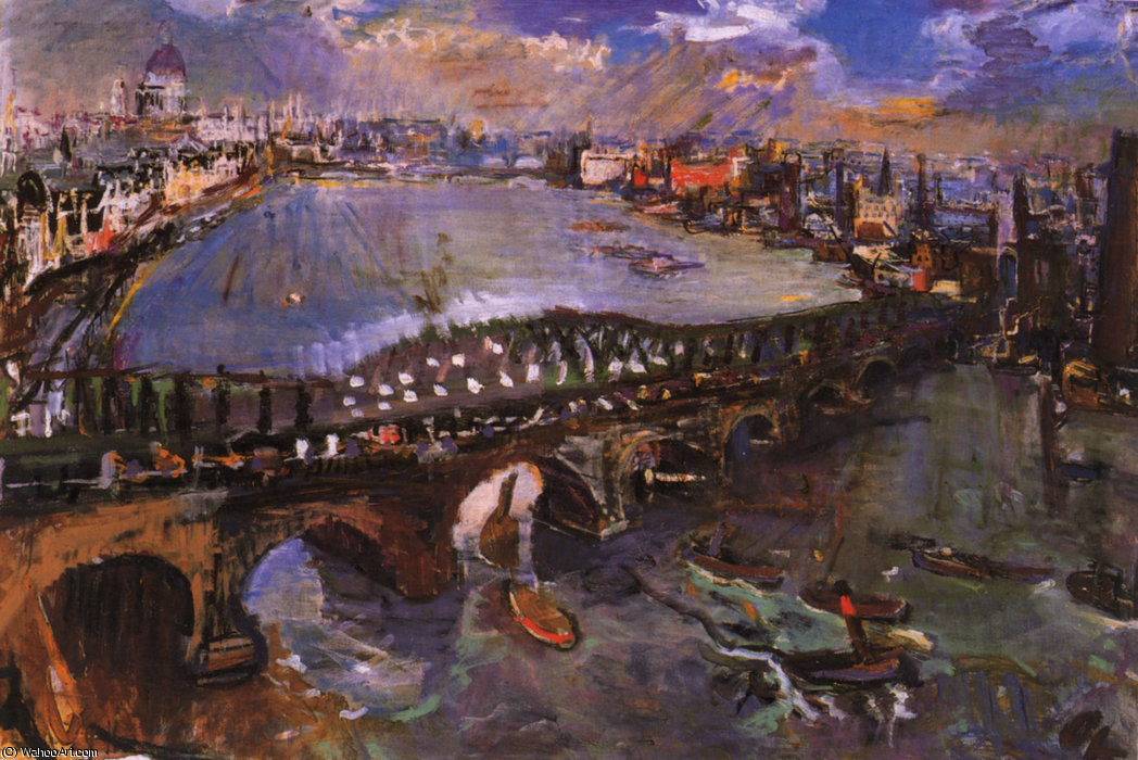 Wikioo.org – L'Encyclopédie des Beaux Arts - Peinture, Oeuvre de Oskar Kokoschka - Londres , ponton embarcadère de waterloo , Londres , Waterloo's Pont , de huile toile ,