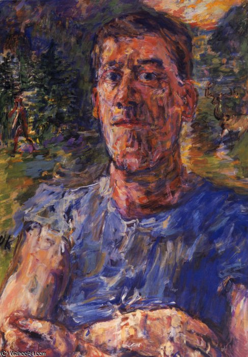 WikiOO.org - Enciclopedia of Fine Arts - Pictura, lucrări de artă Oskar Kokoschka - Autoportrait d'un artiste dégénéré, Self-portrait of a degenerated artist, Huile sur Toile,