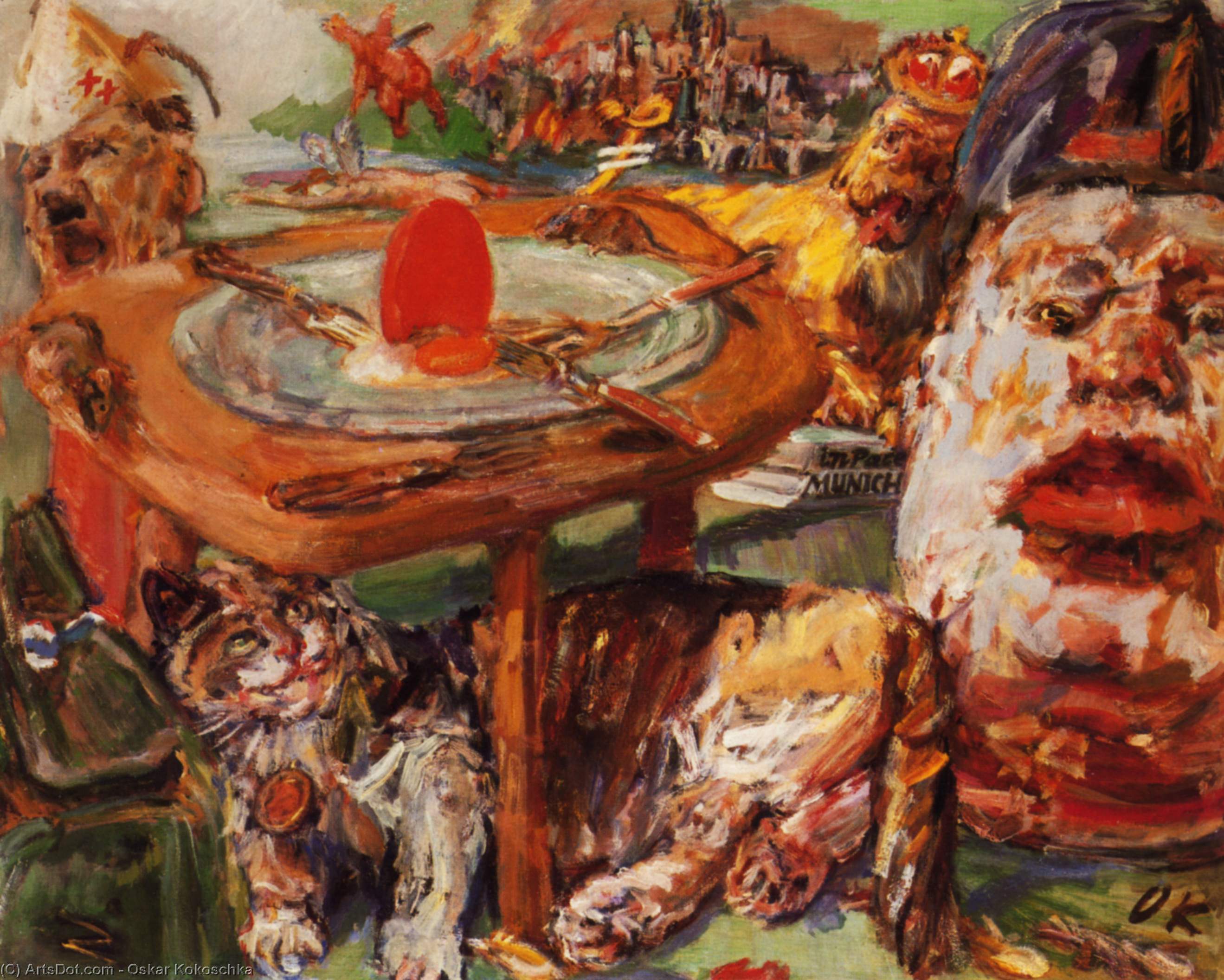 Wikioo.org – L'Encyclopédie des Beaux Arts - Peinture, Oeuvre de Oskar Kokoschka - L'oeuf rouge , Le rouge oeuf , de huile toile ,