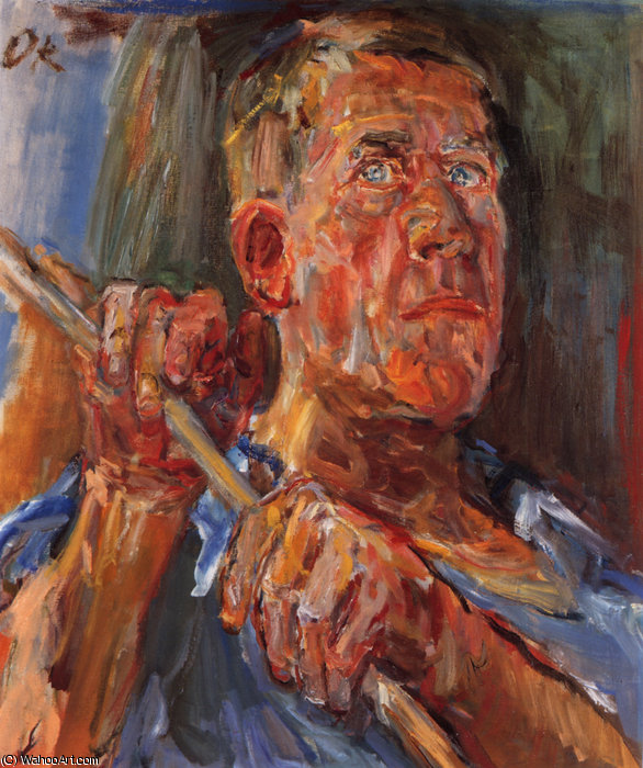 WikiOO.org - Encyclopedia of Fine Arts - Maleri, Artwork Oskar Kokoschka - Autoportrait, Self Portrait, Huile sur Toile,