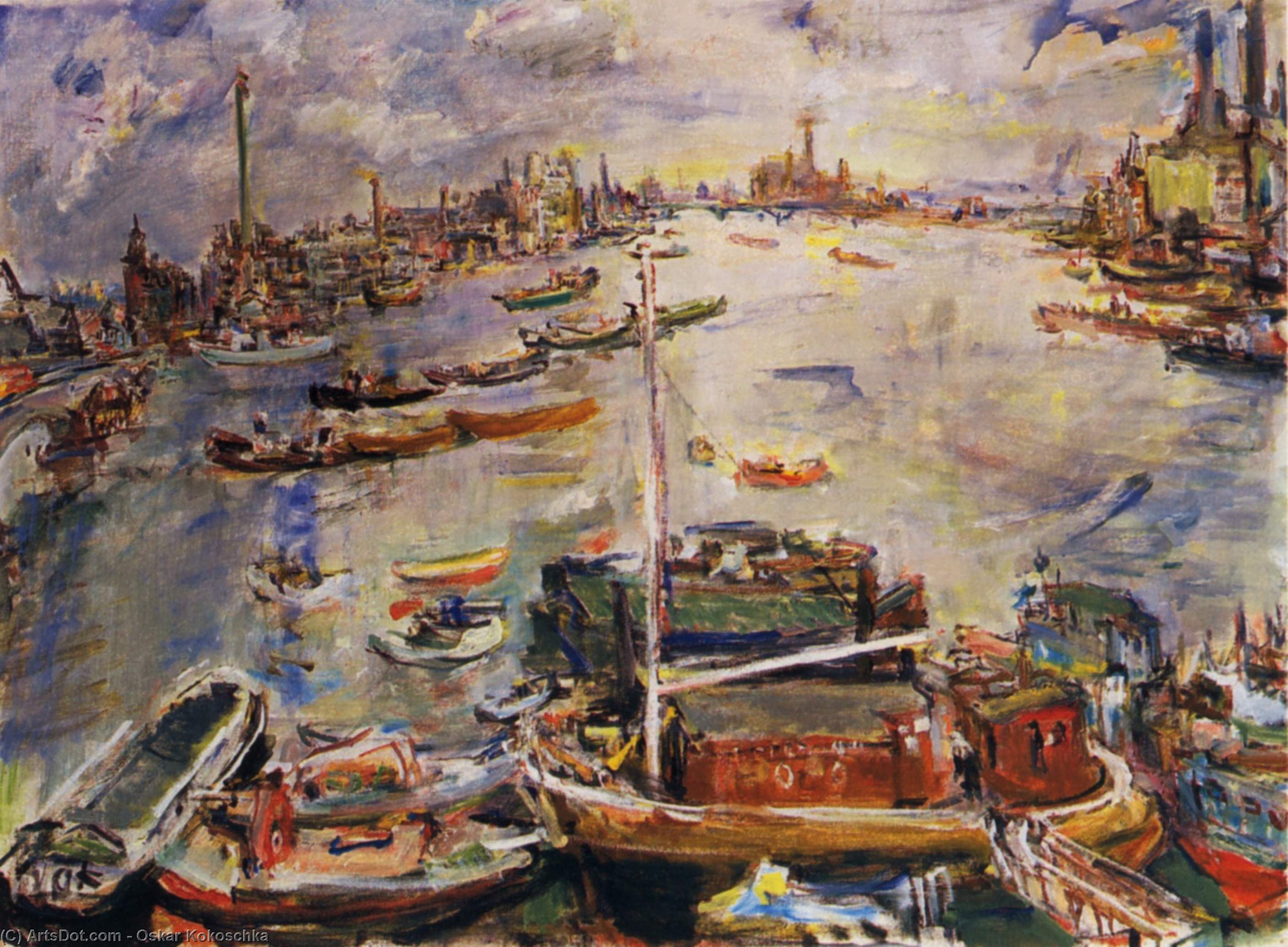 Wikioo.org - The Encyclopedia of Fine Arts - Painting, Artwork by Oskar Kokoschka - Londres, Chelsea Reach, Huile sur Toile,