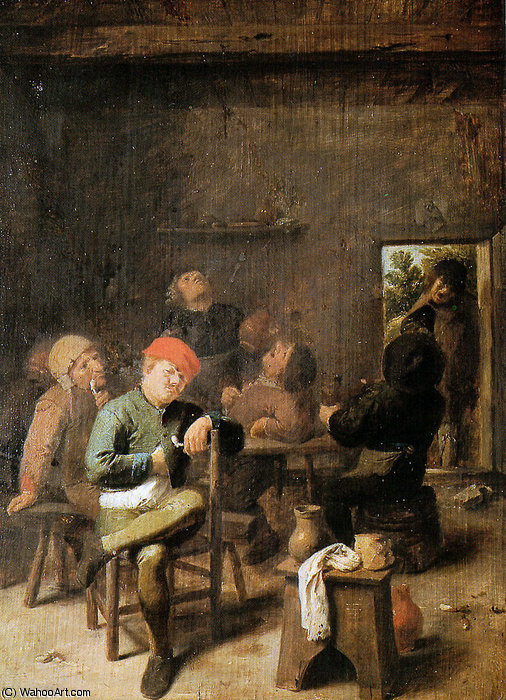 Wikioo.org - The Encyclopedia of Fine Arts - Painting, Artwork by Adriaen Brouwer - The village inn Sun