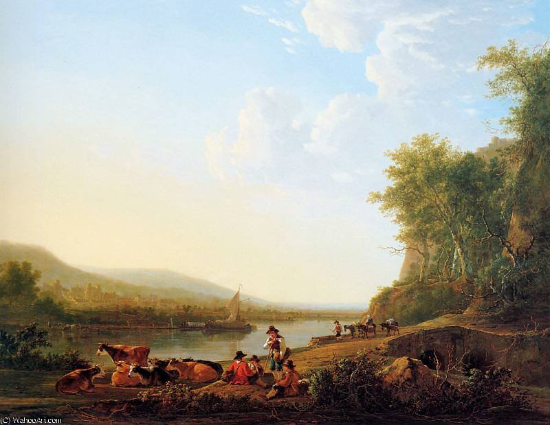 Wikioo.org - The Encyclopedia of Fine Arts - Painting, Artwork by Abraham Van Strij - Mountainous riverlandscape