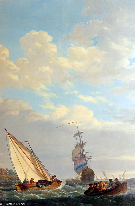WikiOO.org - Енциклопедия за изящни изкуства - Живопис, Произведения на изкуството Abraham Van Strij - Sailing of the Dordrecht Sun