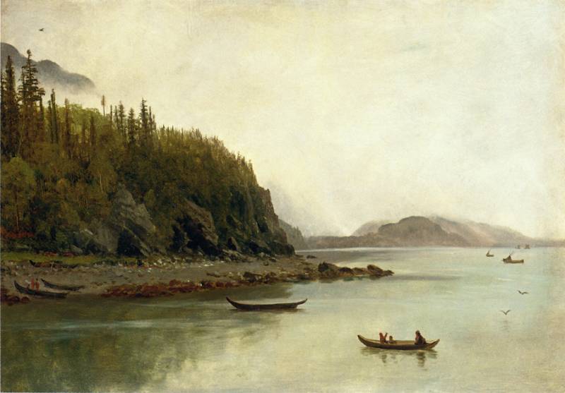 Wikioo.org - สารานุกรมวิจิตรศิลป์ - จิตรกรรม Albert Bierstadt - indians fishing