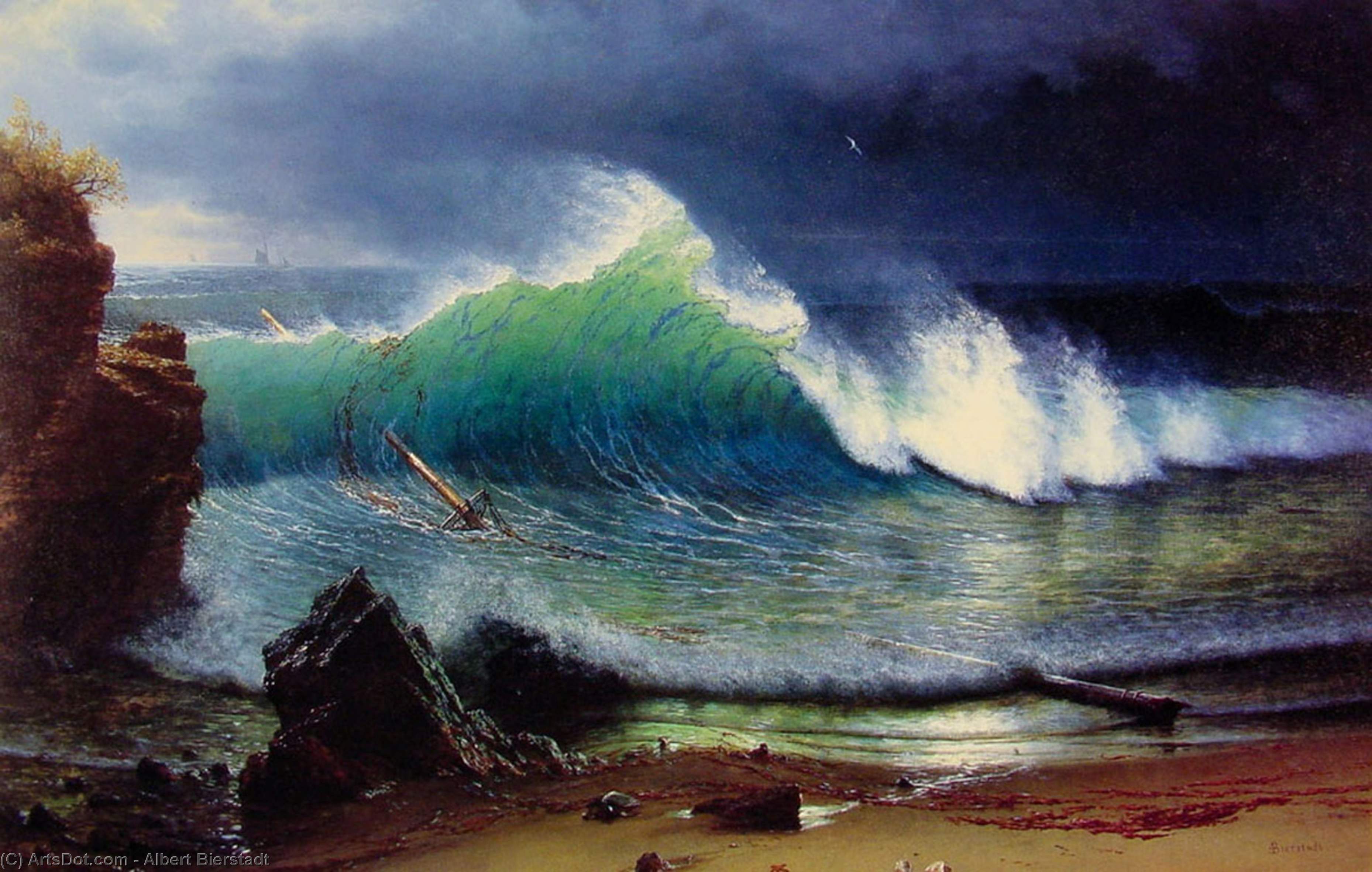 Wikioo.org - Encyklopedia Sztuk Pięknych - Malarstwo, Grafika Albert Bierstadt - The Shore of the Turquoise Sea