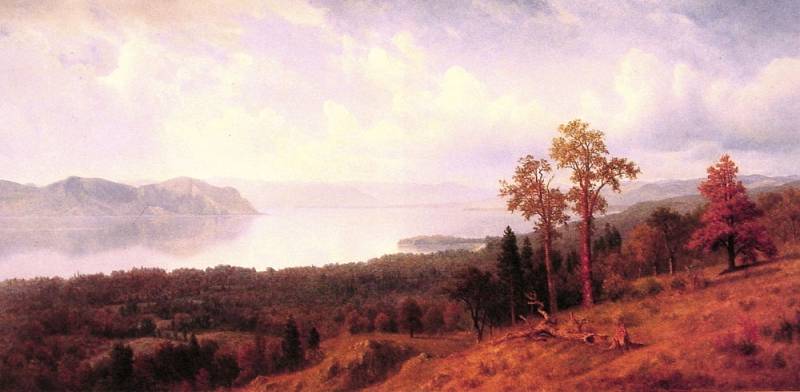 Wikoo.org - موسوعة الفنون الجميلة - اللوحة، العمل الفني Albert Bierstadt - View of the Hudson