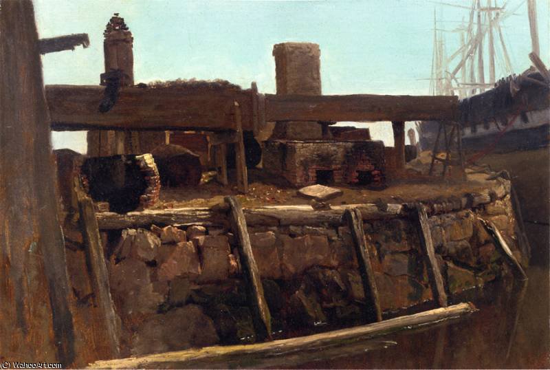 WikiOO.org - Encyclopedia of Fine Arts - Malba, Artwork Albert Bierstadt - Wharf Scene