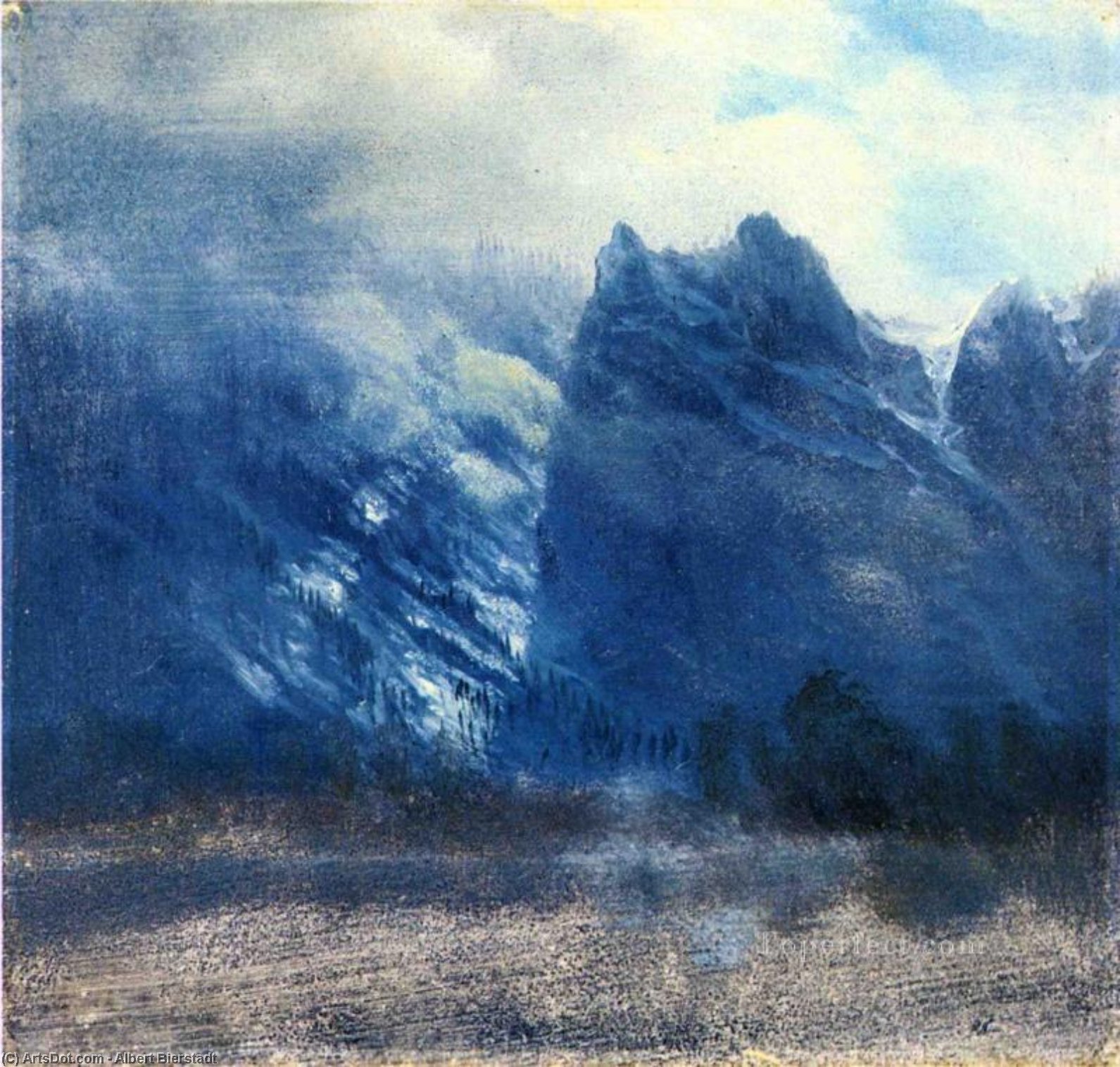 Wikioo.org - The Encyclopedia of Fine Arts - Painting, Artwork by Albert Bierstadt - yosemite valley twin peaks