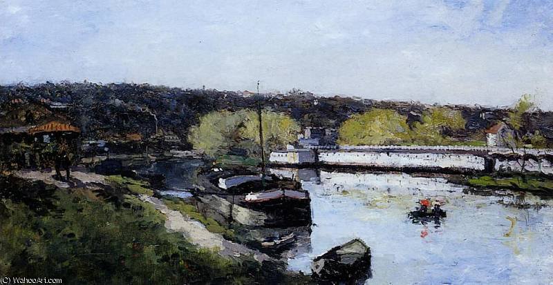 Wikioo.org - สารานุกรมวิจิตรศิลป์ - จิตรกรรม Albert-Charles Lebourg (Albert-Marie Lebourg) - Barge on the Seine at Basd Meudon