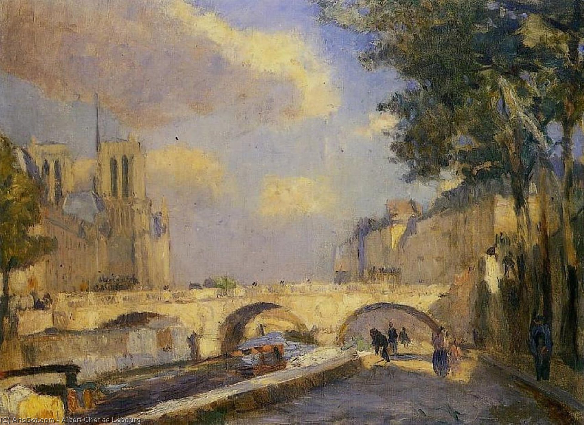 Wikioo.org - The Encyclopedia of Fine Arts - Painting, Artwork by Albert-Charles Lebourg (Albert-Marie Lebourg) - La Seine a Paris au Pont Notre Dame