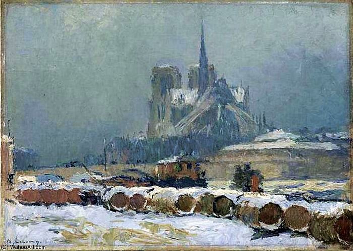 WikiOO.org - Εγκυκλοπαίδεια Καλών Τεχνών - Ζωγραφική, έργα τέχνης Albert-Charles Lebourg (Albert-Marie Lebourg) - Notre Dame de Paris par Temps de Neige