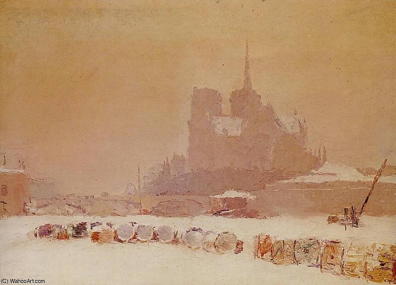 WikiOO.org - Εγκυκλοπαίδεια Καλών Τεχνών - Ζωγραφική, έργα τέχνης Albert-Charles Lebourg (Albert-Marie Lebourg) - Notre Dame de Paris sous la Neige