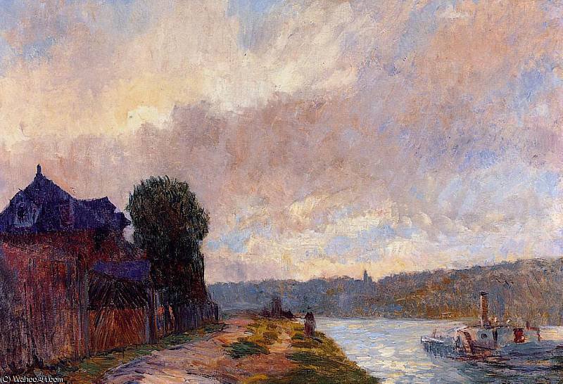 Wikioo.org - The Encyclopedia of Fine Arts - Painting, Artwork by Albert-Charles Lebourg (Albert-Marie Lebourg) - Tugboat on the Seine Downstream from Rouen