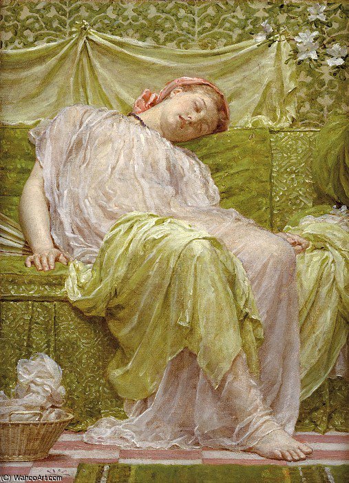 Wikioo.org - The Encyclopedia of Fine Arts - Painting, Artwork by Albert Joseph Moore - a workbasket