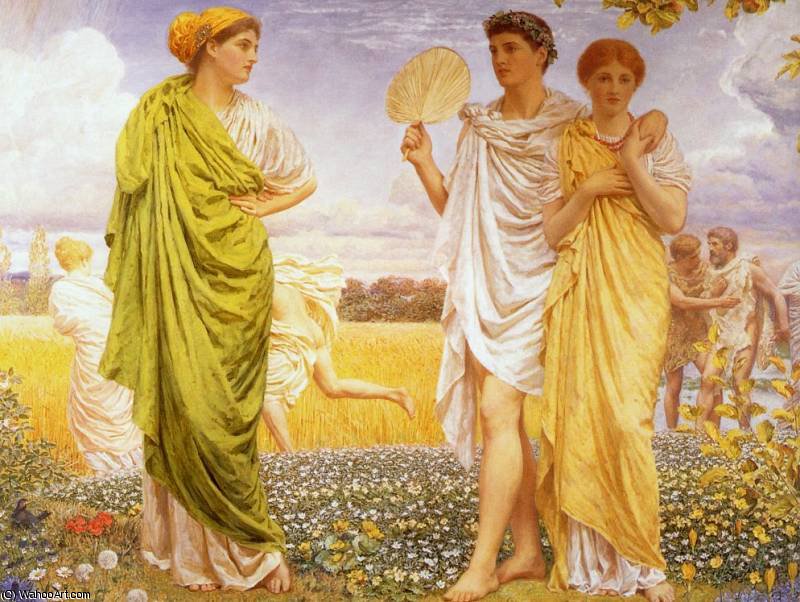 Wikioo.org - The Encyclopedia of Fine Arts - Painting, Artwork by Albert Joseph Moore - Loves of the Wind & the Seasons (detail)
