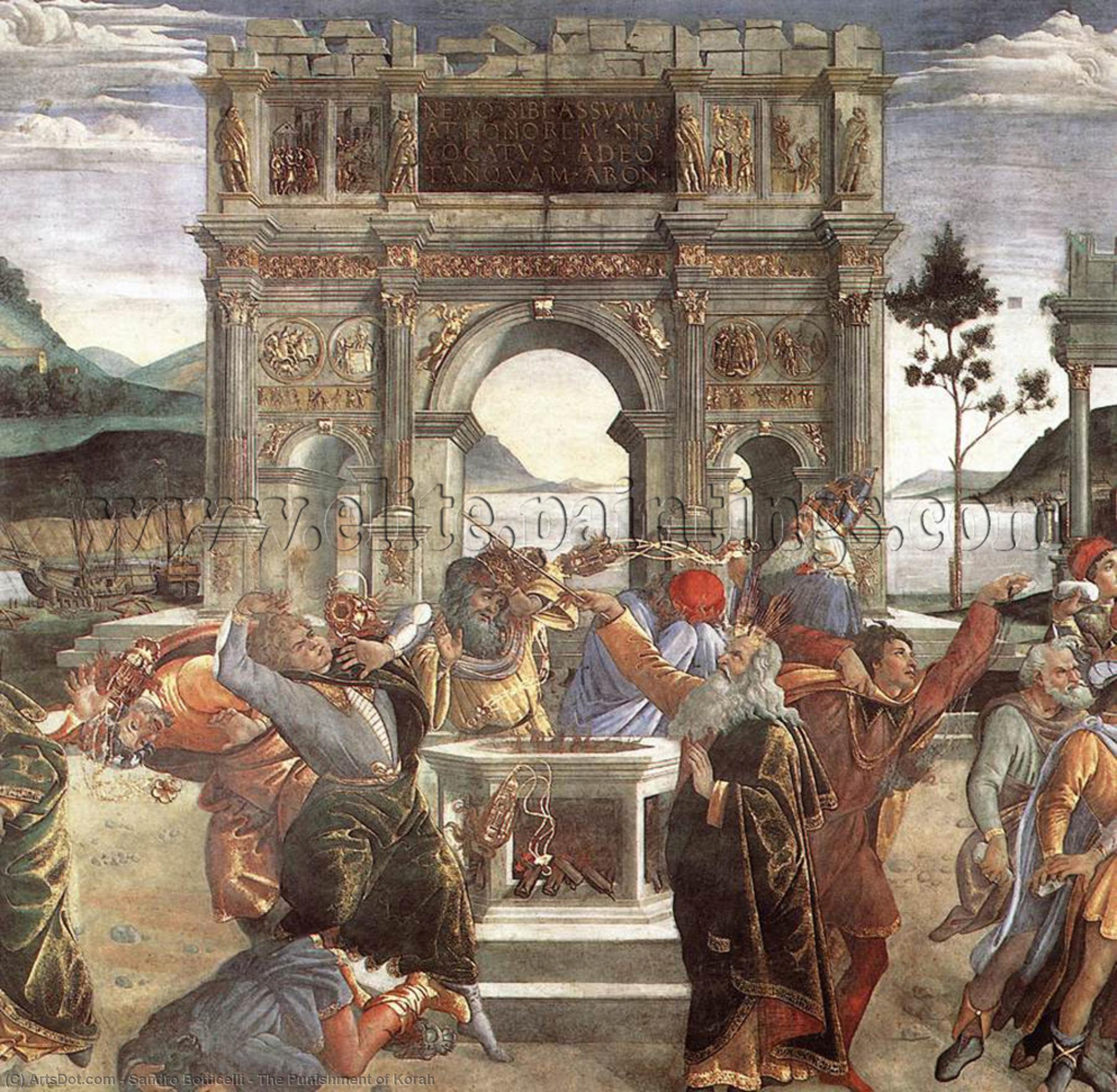 Wikoo.org - موسوعة الفنون الجميلة - اللوحة، العمل الفني Sandro Botticelli - The Punishment of Korah