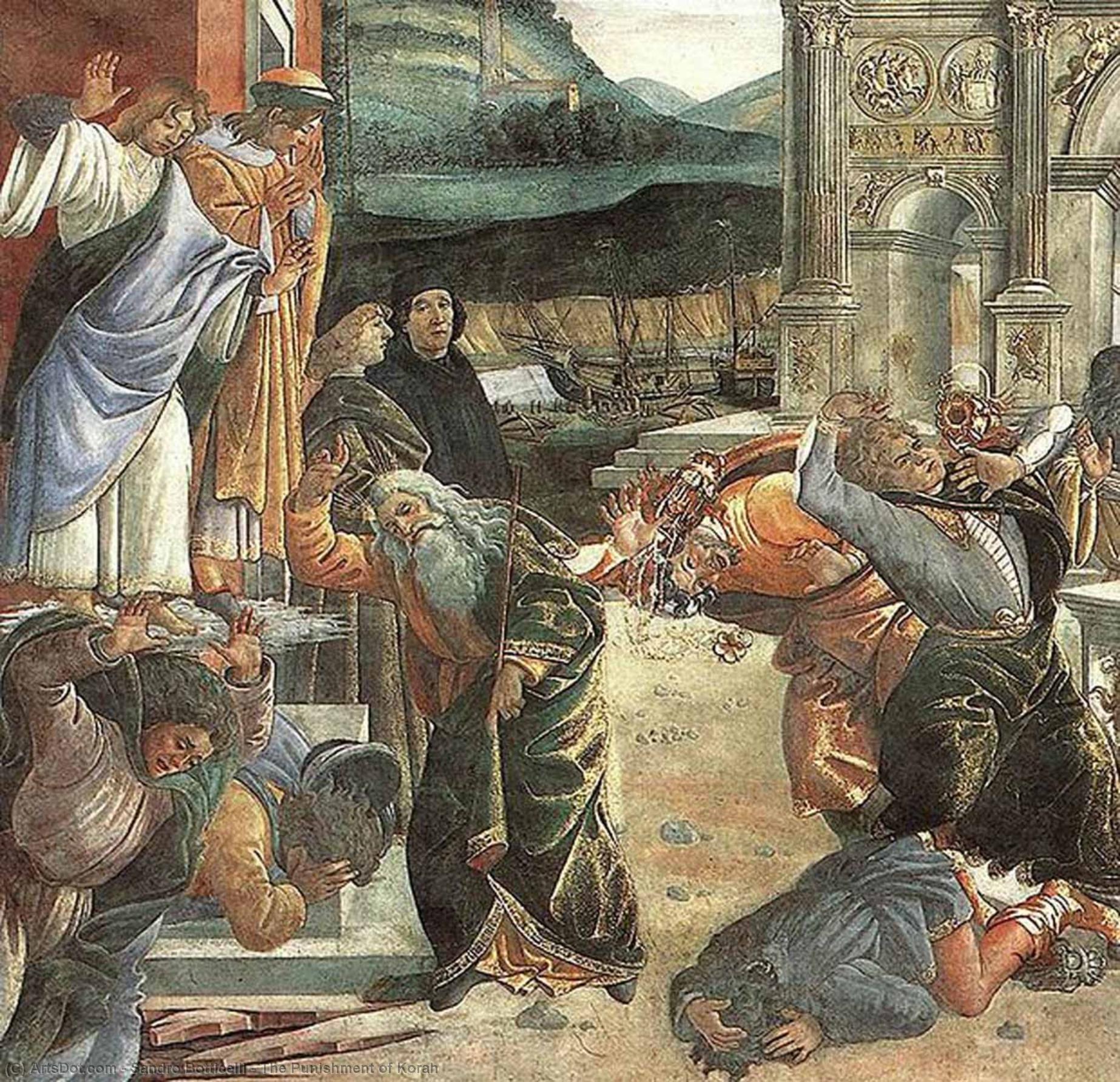 Wikioo.org - Die Enzyklopädie bildender Kunst - Malerei, Kunstwerk von Sandro Botticelli - Die Bestrafung von Korach