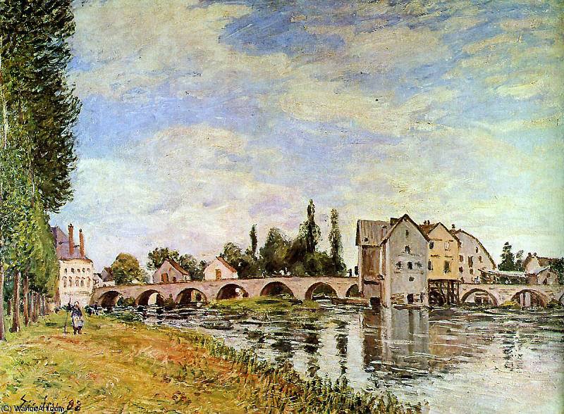 Wikioo.org - The Encyclopedia of Fine Arts - Painting, Artwork by Alfred Sisley - Bridge of Moret Sun