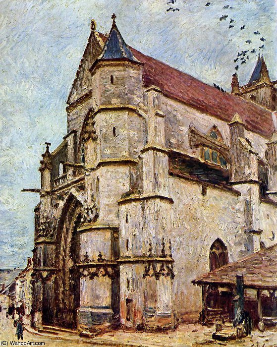 Wikioo.org - The Encyclopedia of Fine Arts - Painting, Artwork by Alfred Sisley - Church of Moret in the afternoon Sun