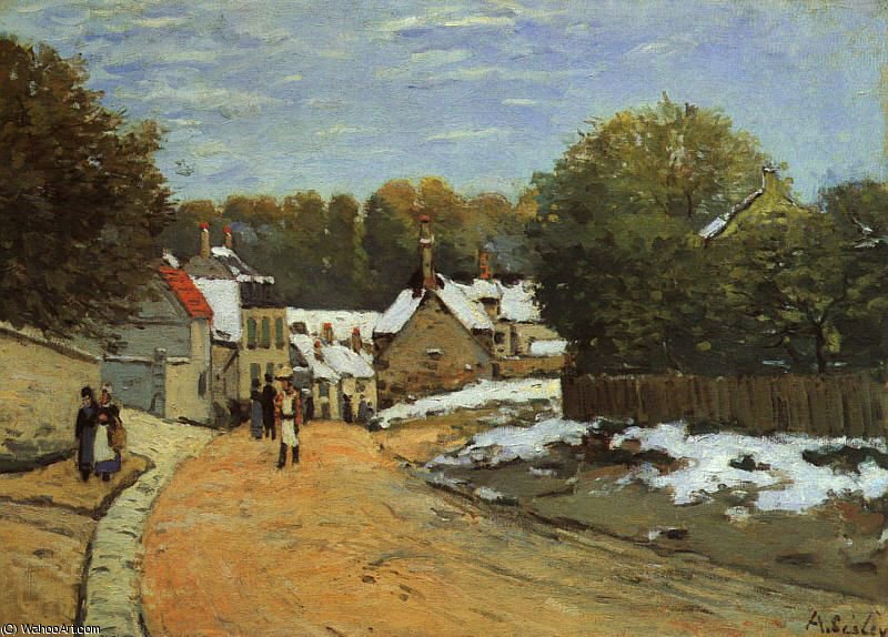 WikiOO.org - 百科事典 - 絵画、アートワーク Alfred Sisley - ルーヴシエンヌで早期の雪 - キャンバスに油彩 -