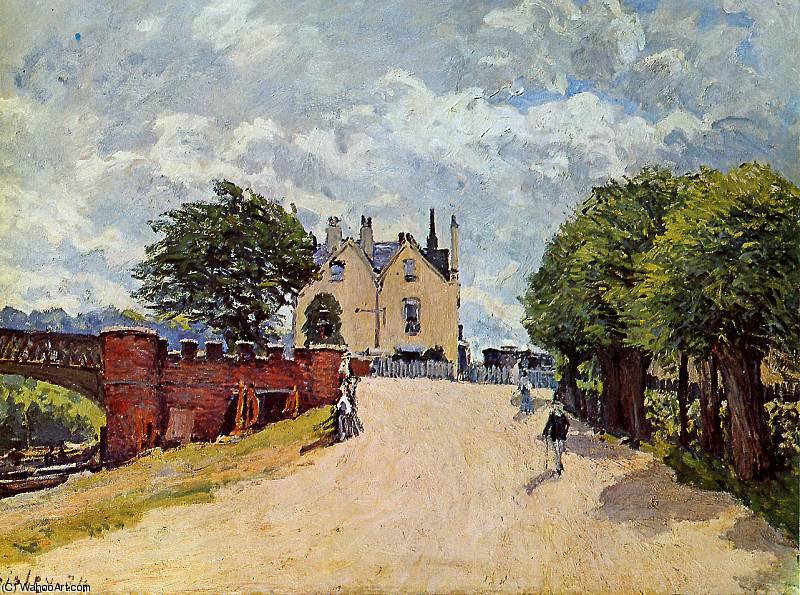Wikioo.org - The Encyclopedia of Fine Arts - Painting, Artwork by Alfred Sisley - Inn at Hampton Court Sun