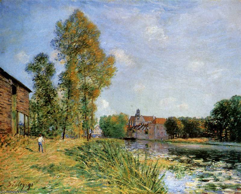 Wikioo.org - The Encyclopedia of Fine Arts - Painting, Artwork by Alfred Sisley - Le Loing a Moret en ete Sun