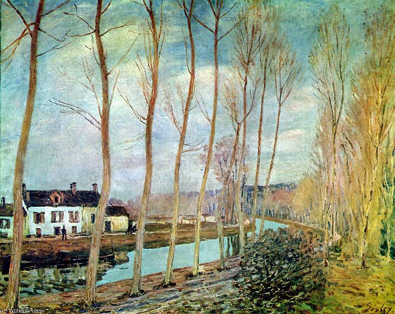 Wikioo.org – L'Encyclopédie des Beaux Arts - Peinture, Oeuvre de Alfred Sisley - canal du loing ensoleillé