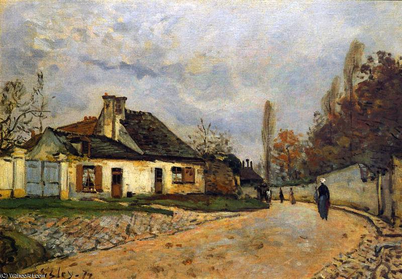 Wikioo.org - The Encyclopedia of Fine Arts - Painting, Artwork by Alfred Sisley - Rue des voisins a Louveciennes Sun