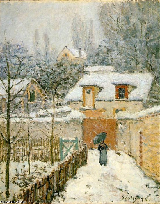 Wikioo.org - The Encyclopedia of Fine Arts - Painting, Artwork by Alfred Sisley - Snow at Louveciennes - -