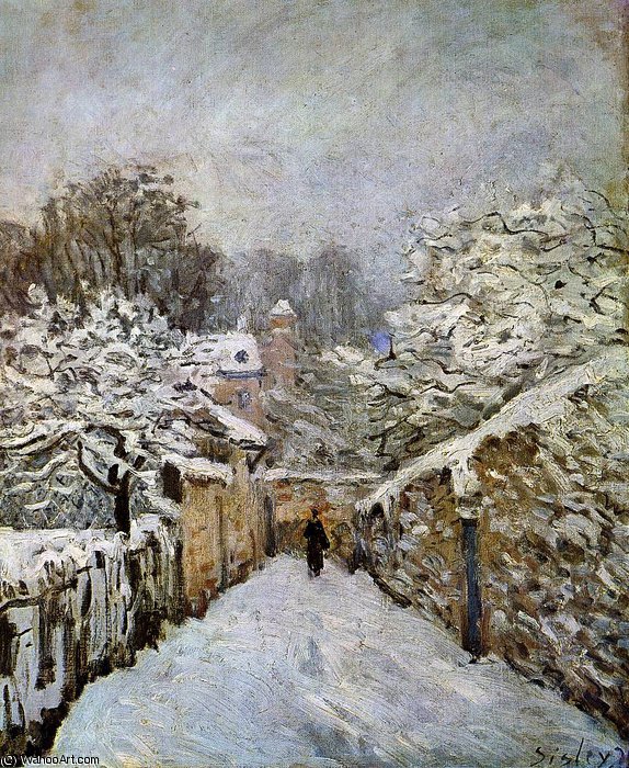 WikiOO.org - Encyclopedia of Fine Arts - Maleri, Artwork Alfred Sisley - Snow in Louveciennes