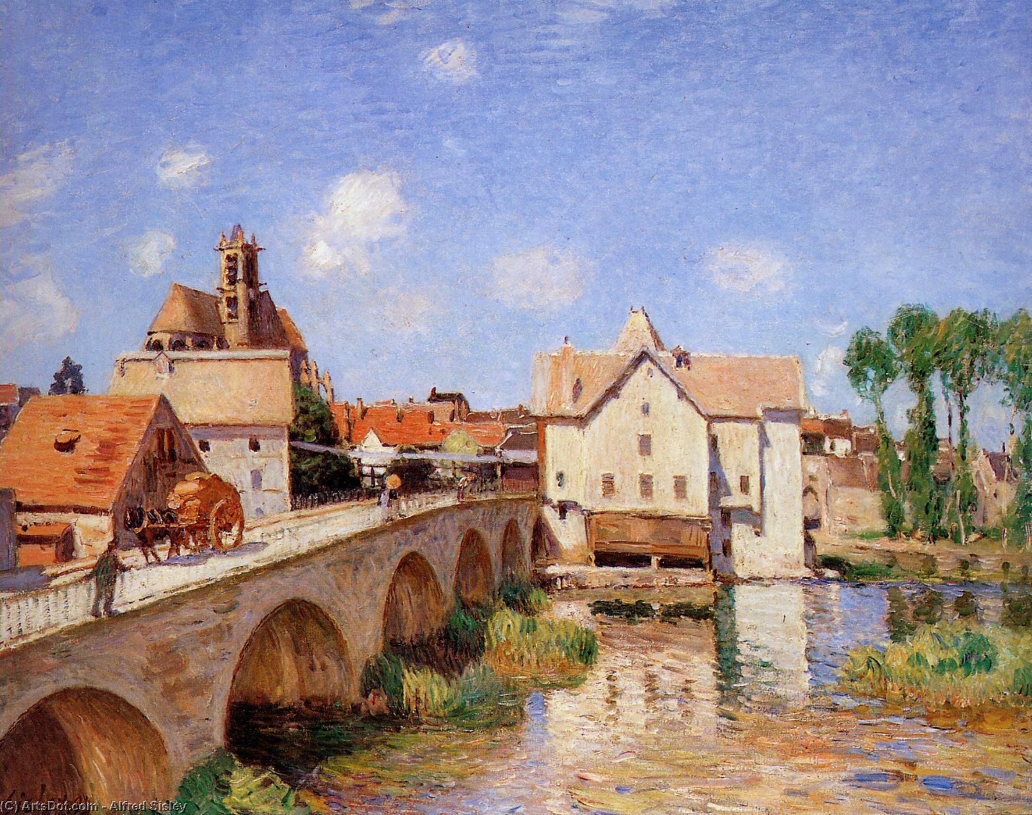 Wikioo.org - The Encyclopedia of Fine Arts - Painting, Artwork by Alfred Sisley - The bridge in Moret Sun
