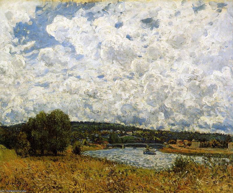 Wikioo.org - Bách khoa toàn thư về mỹ thuật - Vẽ tranh, Tác phẩm nghệ thuật Alfred Sisley - The Seine at Suresnes Sun