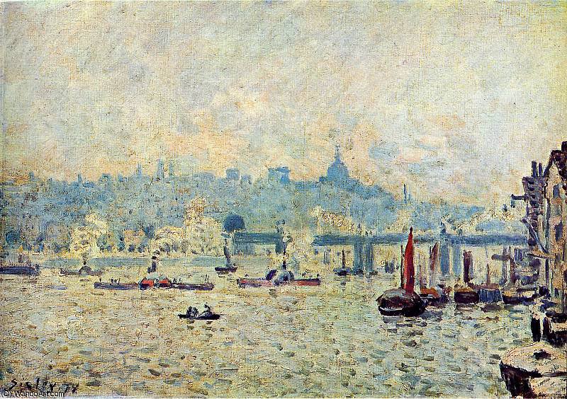 Wikioo.org - The Encyclopedia of Fine Arts - Painting, Artwork by Alfred Sisley - View on the Thempse Sun