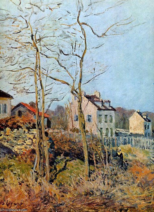 Wikioo.org - The Encyclopedia of Fine Arts - Painting, Artwork by Alfred Sisley - Village at the edge of the forest Sun