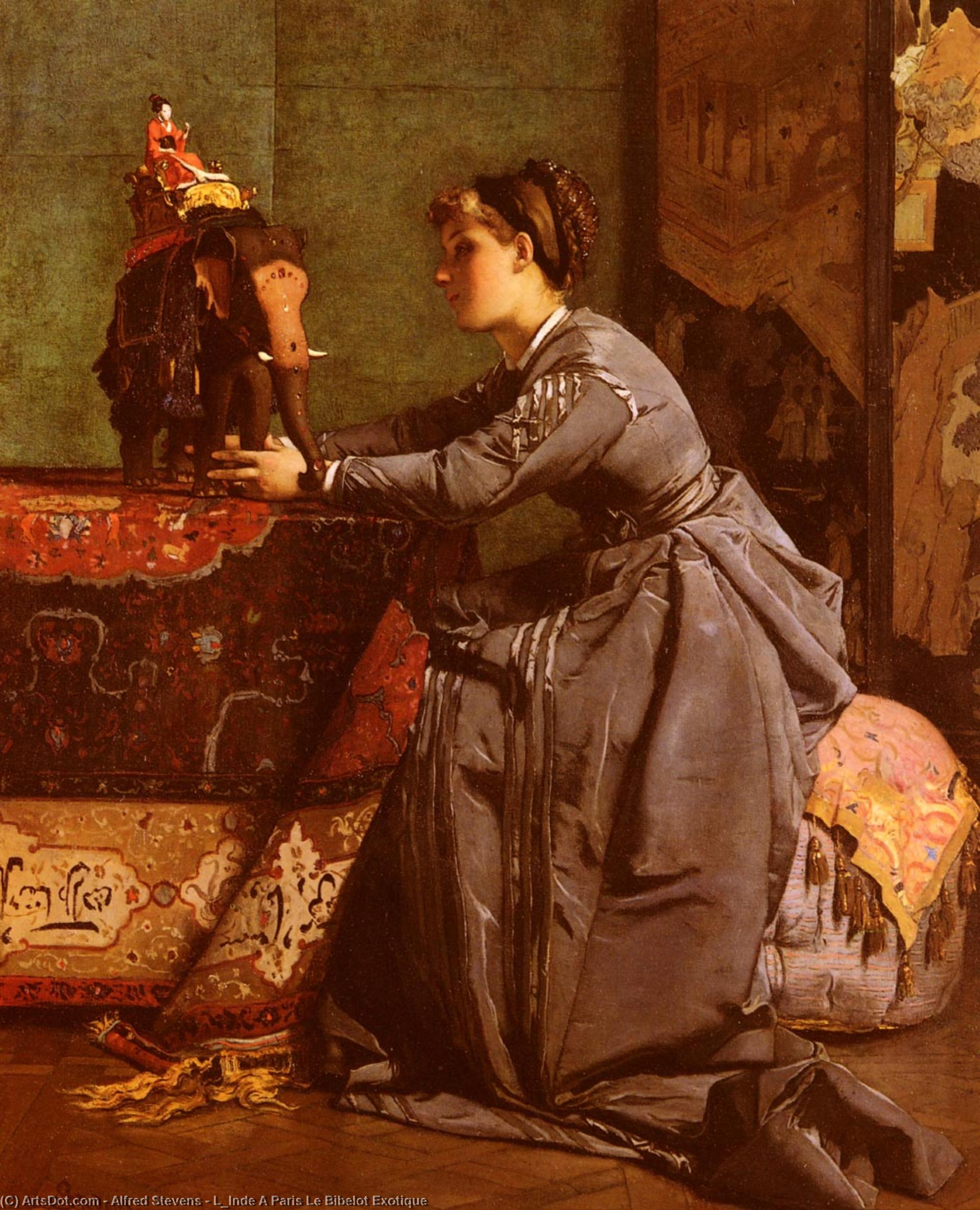 Wikioo.org - The Encyclopedia of Fine Arts - Painting, Artwork by Alfred Stevens - L_Inde A Paris Le Bibelot Exotique