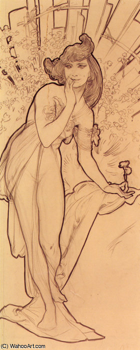 WikiOO.org - Encyclopedia of Fine Arts - Maľba, Artwork Alphonse Maria Mucha - carnation