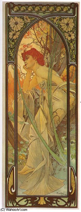 Wikioo.org - The Encyclopedia of Fine Arts - Painting, Artwork by Alphonse Maria Mucha - evening