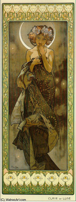 Wikioo.org - The Encyclopedia of Fine Arts - Painting, Artwork by Alphonse Maria Mucha - moon