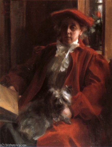 Wikioo.org - The Encyclopedia of Fine Arts - Painting, Artwork by Anders Leonard Zorn - Emma Zorn and Mouche the dog