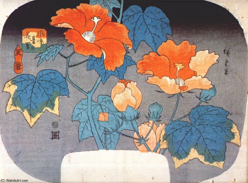 Wikioo.org - The Encyclopedia of Fine Arts - Painting, Artwork by Ando Hiroshige - hibiscus