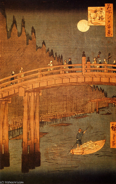 WikiOO.org - אנציקלופדיה לאמנויות יפות - ציור, יצירות אמנות Ando Hiroshige - utagawa kyobashi bridge