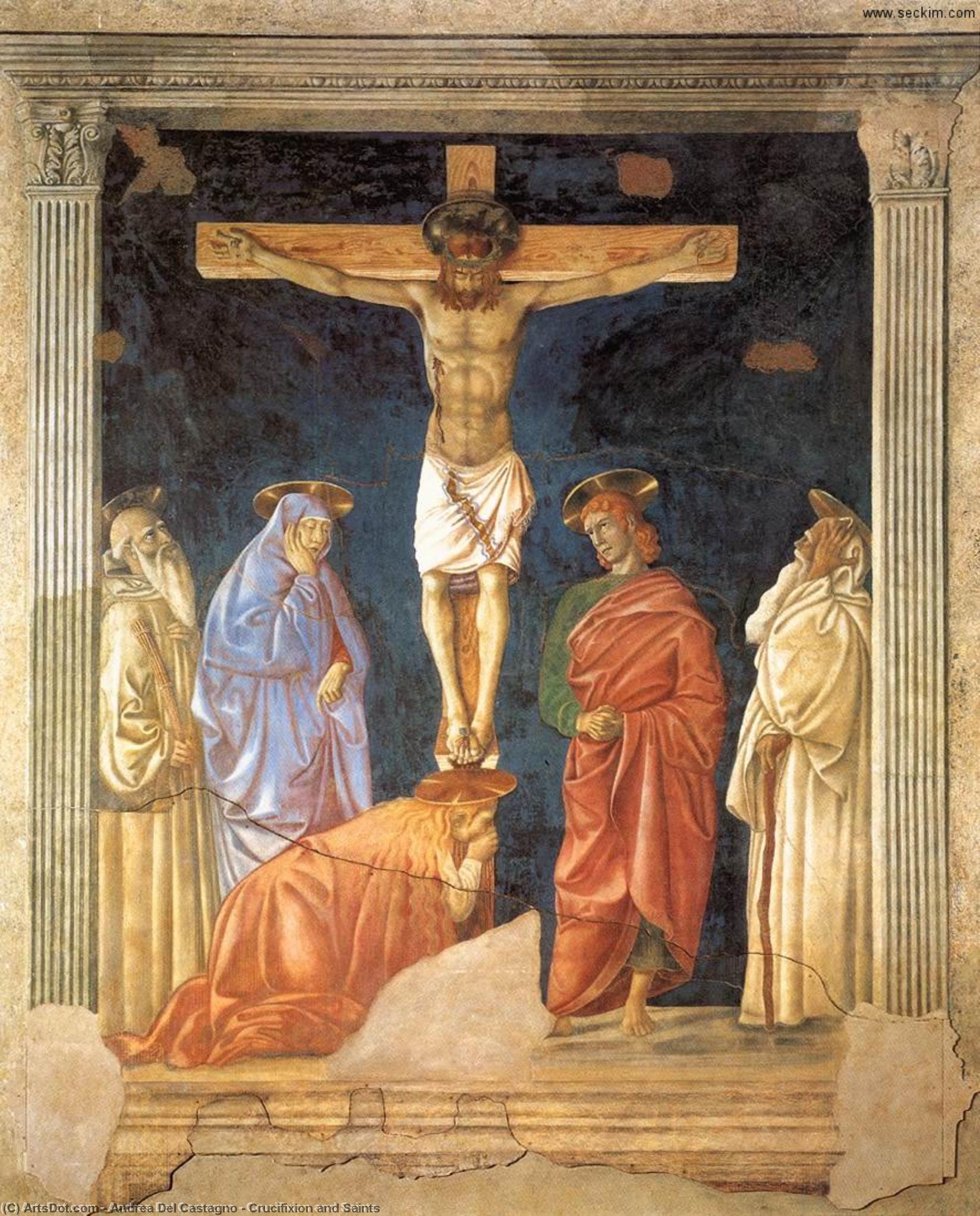 Wikioo.org – L'Enciclopedia delle Belle Arti - Pittura, Opere di Andrea Del Castagno - crocifissione e santi