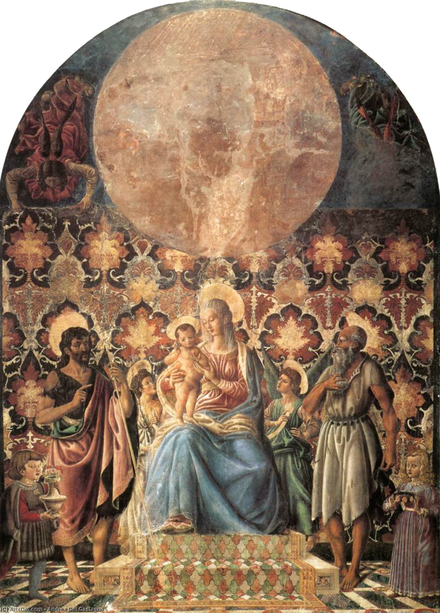 Wikioo.org - The Encyclopedia of Fine Arts - Painting, Artwork by Andrea Del Castagno - Madonna and Child with Saints