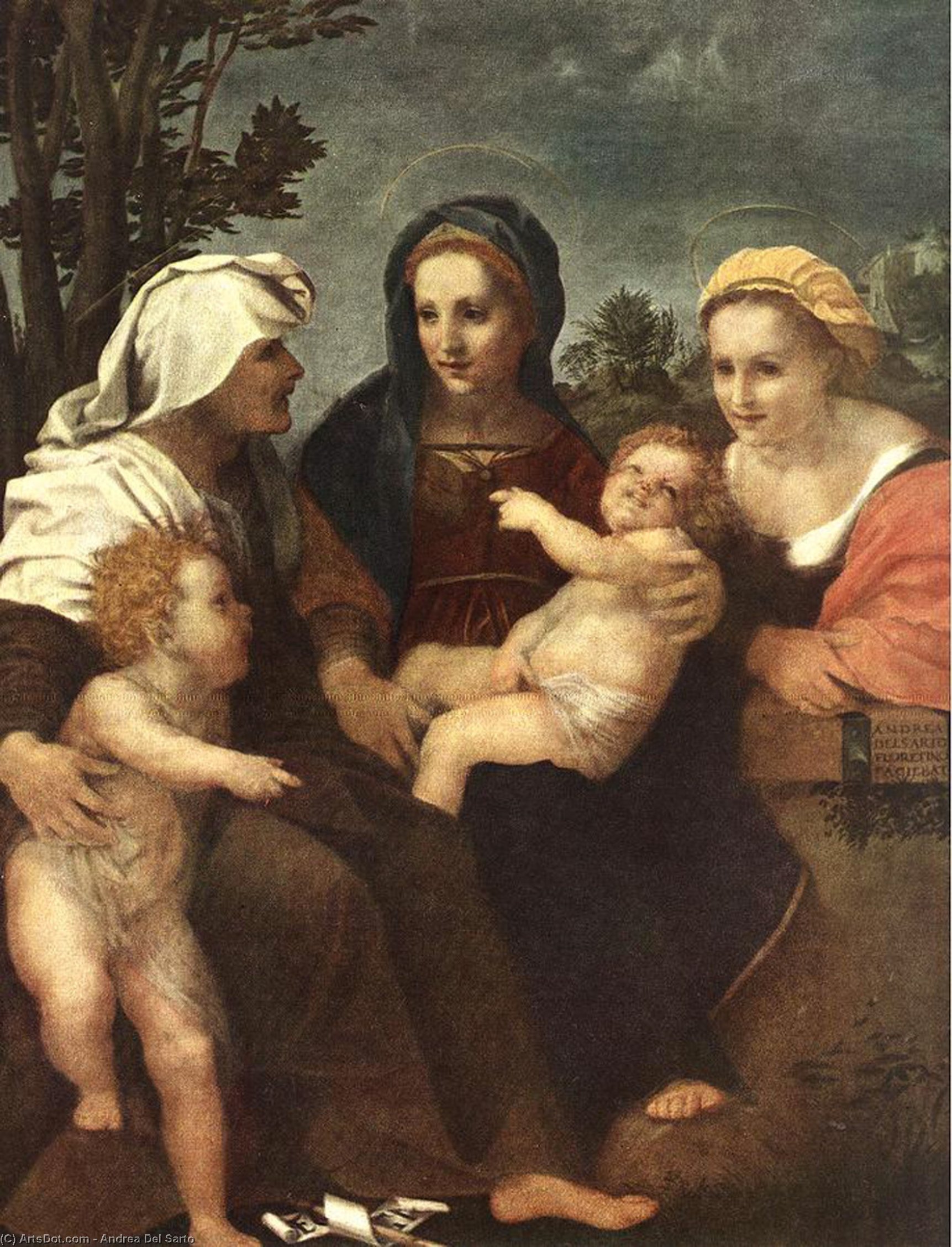 Wikioo.org - The Encyclopedia of Fine Arts - Painting, Artwork by Andrea Del Sarto - Madonna and Child with Sts Catherine Elisabeth and John the Baptist